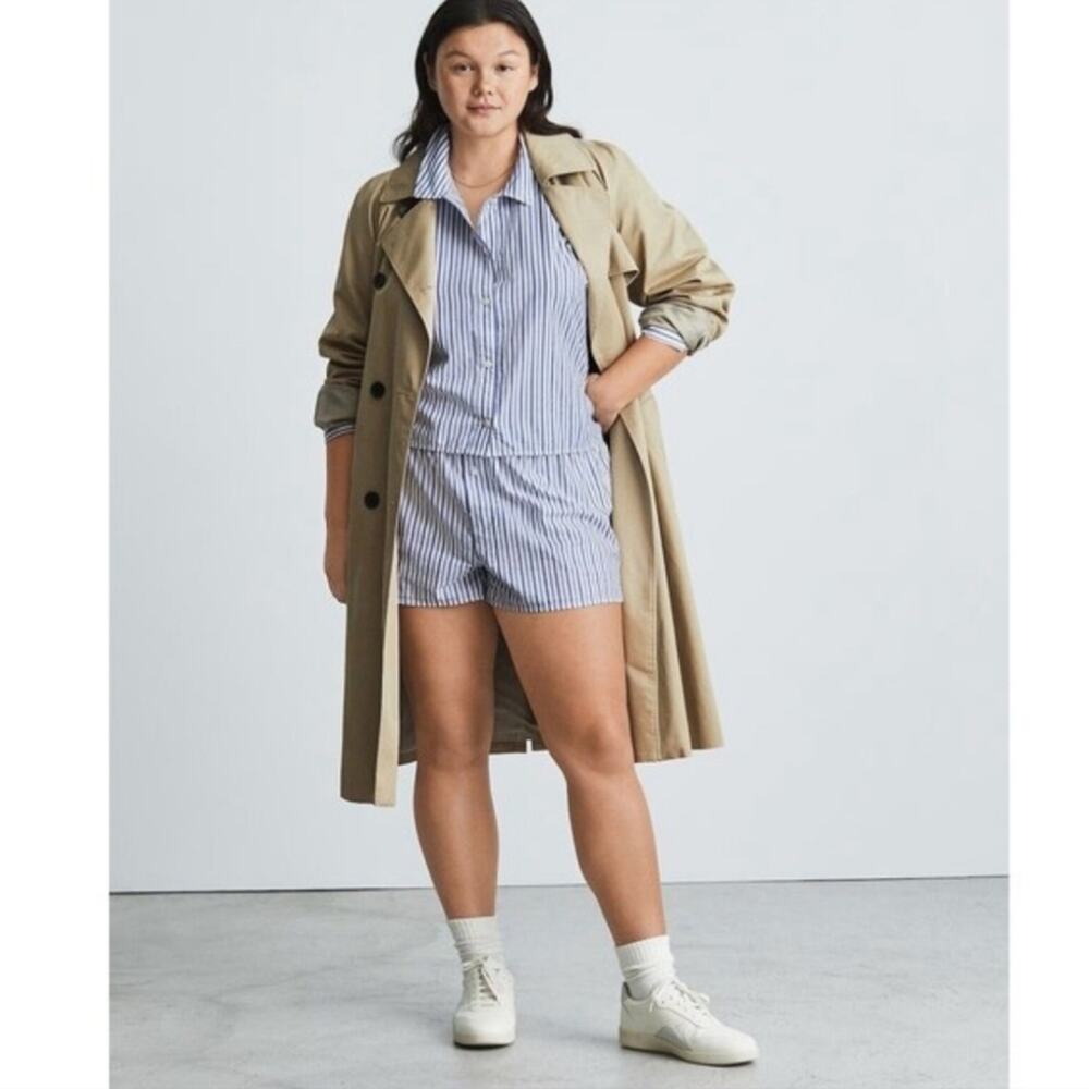 NWT Everlane The Woven PJ Button Down Crop Top Blue White Stripe Cotton Medium - Picture 15 of 16